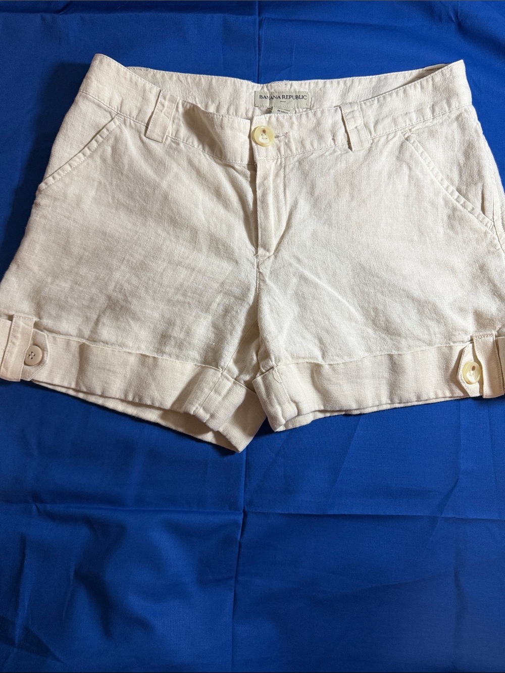 Banana Republic Cream Cuffed Linen-Blend Women's Shorts SZ 4